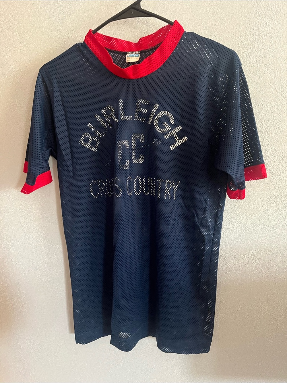 Vintage Champion Mesh Tee in Navy & Red